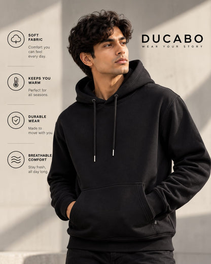 DUCABO Men's Classic Pullover Hoodie – Black