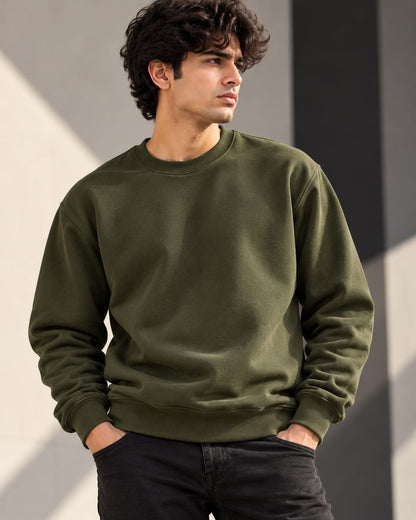 DUCABO Classic Crewneck Sweatshirt – Olive Green
