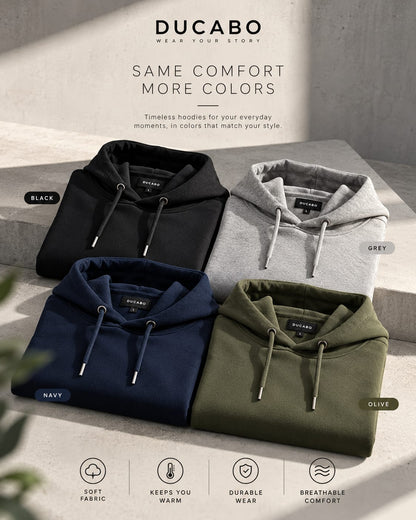 DUCABO Men's Classic Pullover Hoodie – Black