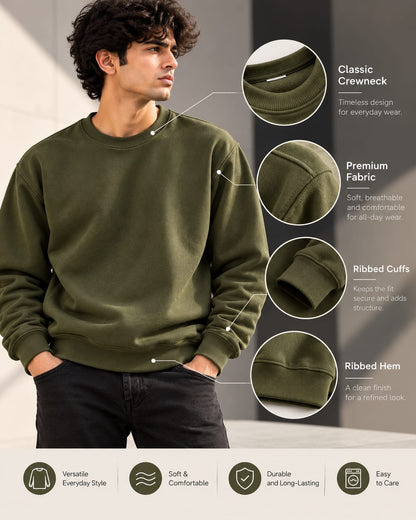 DUCABO Classic Crewneck Sweatshirt – Olive Green
